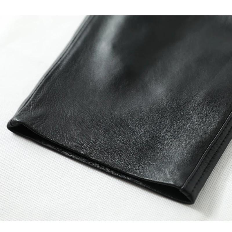 Pantalon Slim en cuir véritable pour hommes, moto pour jeunes, personnalité en peau de mouton, vêtem