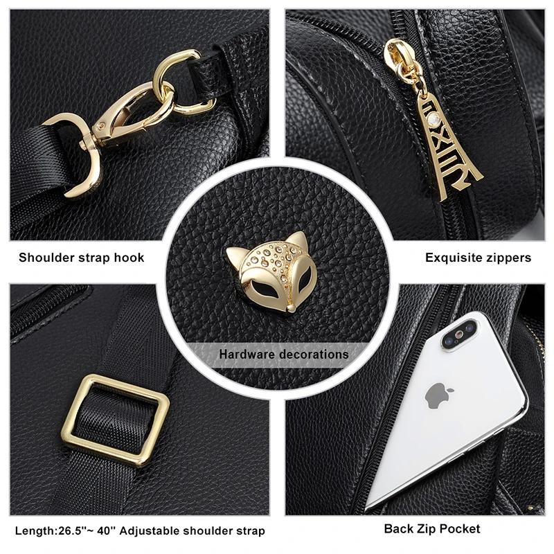 FOXER marque femmes Style sac à dos femme en cuir véritable + microfibre sac à dos fille sac d'école