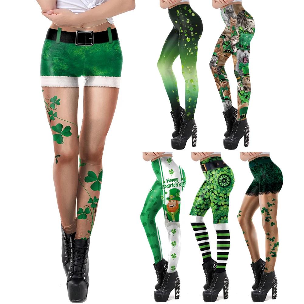 VIP FASHION Pantalon de style festival de la Saint-Patrick pour femme, imprimé, élastique, legging s