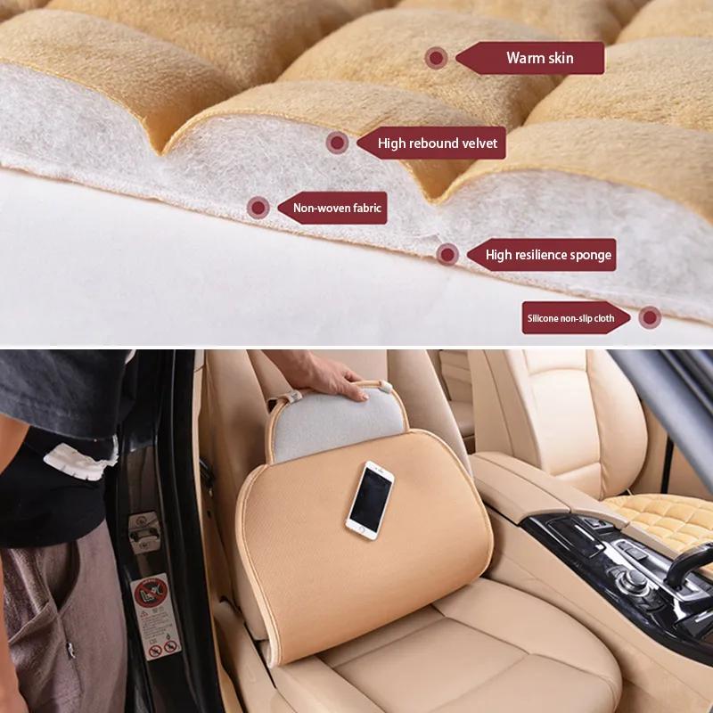SEAMETAL housse de siège de voiture rose pour femmes en peluche douce coussin de siège de véhicule p
