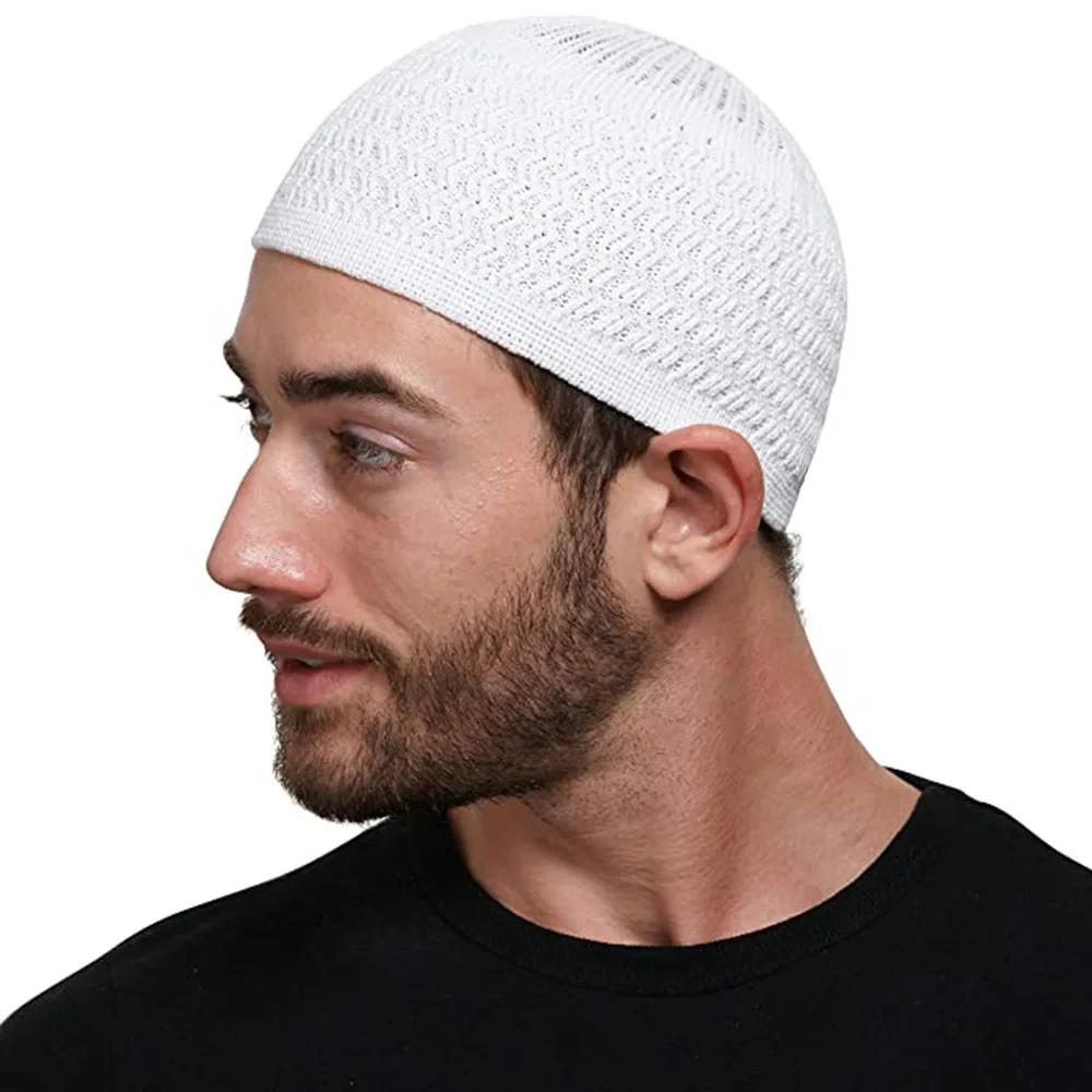 Chapeaux musulmans tricotés pour hommes arabes, chapeau de prière, Turban musulman, Bonnet Hijab, ar