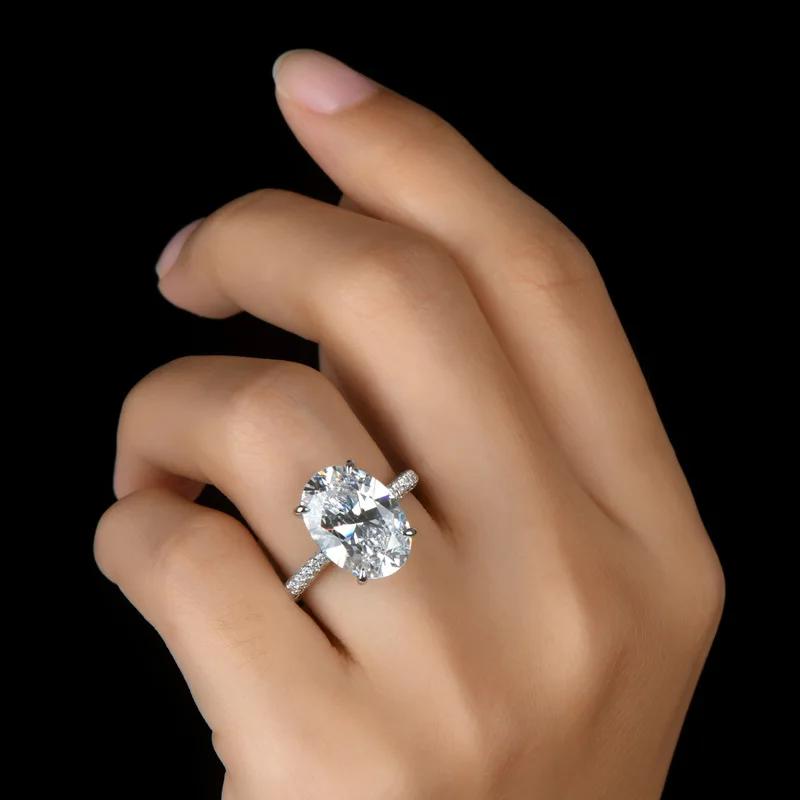 AneOval-Bague de fiançailles en argent regardé 100% pour femme, diamant de laboratoire CZ, alliance,