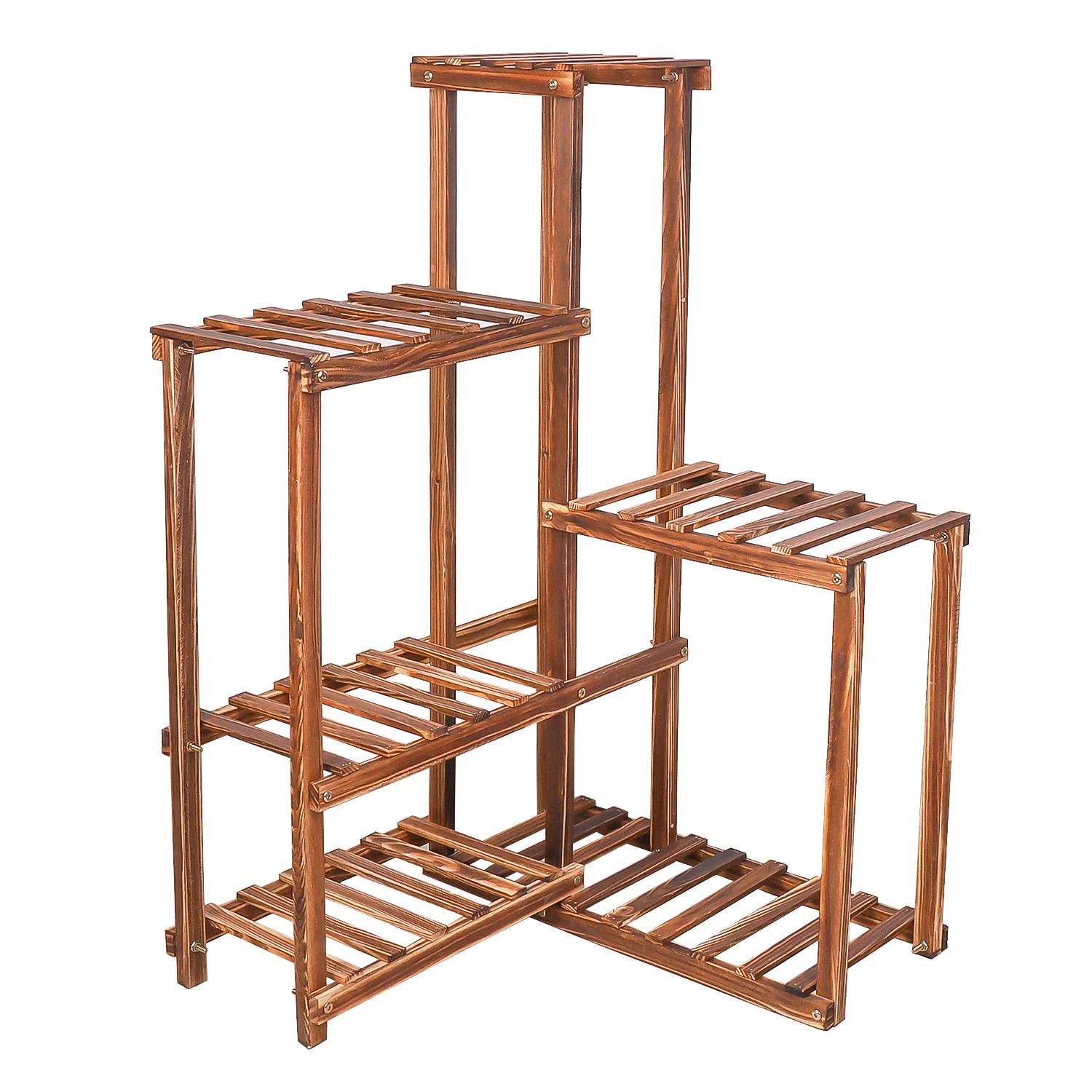 Support d'angle pour plantes, étagère en bois à 6 niveaux, jardin intérieur et extérieur, affichage 