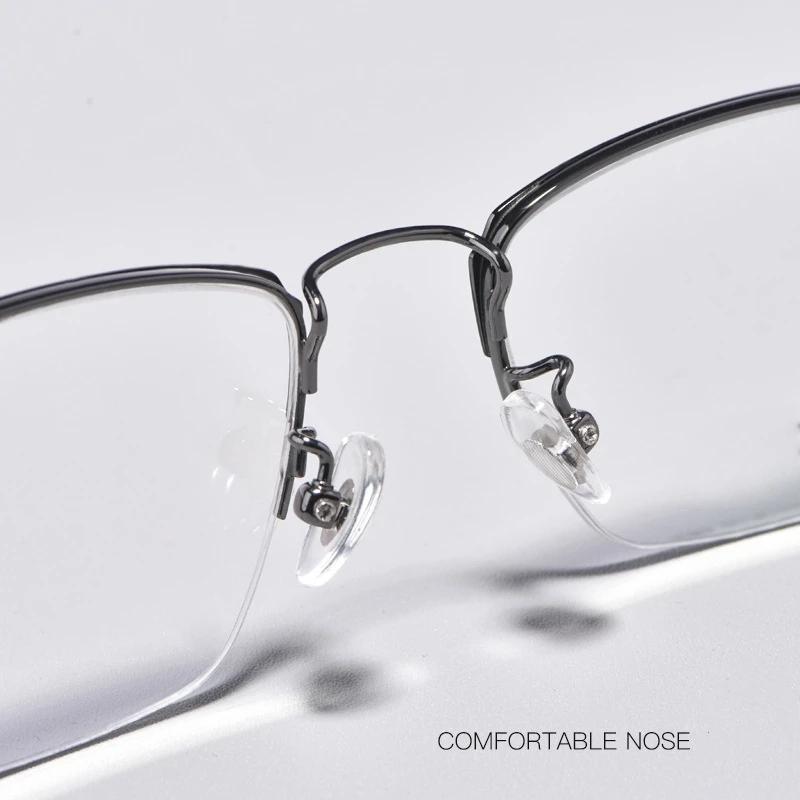 YIMARUILI – lunettes d'affaires rétro ultralégères pour hommes, demi-monture, titane pur, myopie, hy