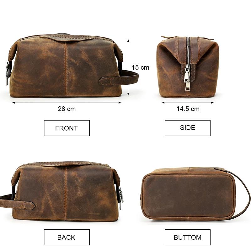 Contact's Crazy Horse – trousse à cosmétiques en cuir pour hommes, trousse de toilette, pochette de 