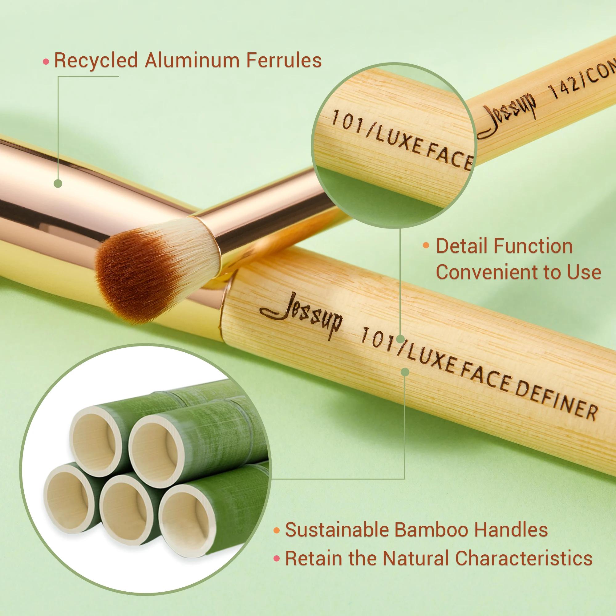 Jessup – ensemble de pinceaux de maquillage professionnels, poudre de fond de teint, fard à paupière