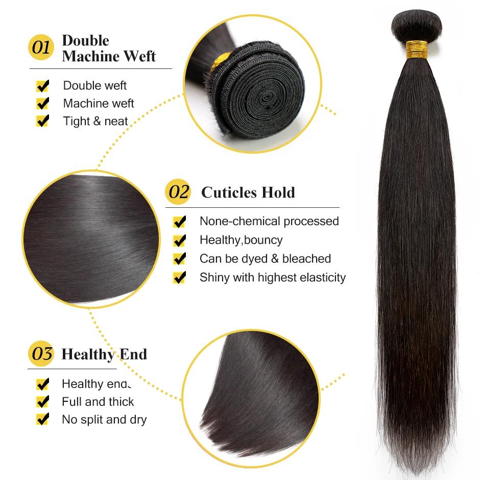 Extensions de cheveux humains vierges bruts pour femmes, faisceaux droits indiens, en vrac, en vente