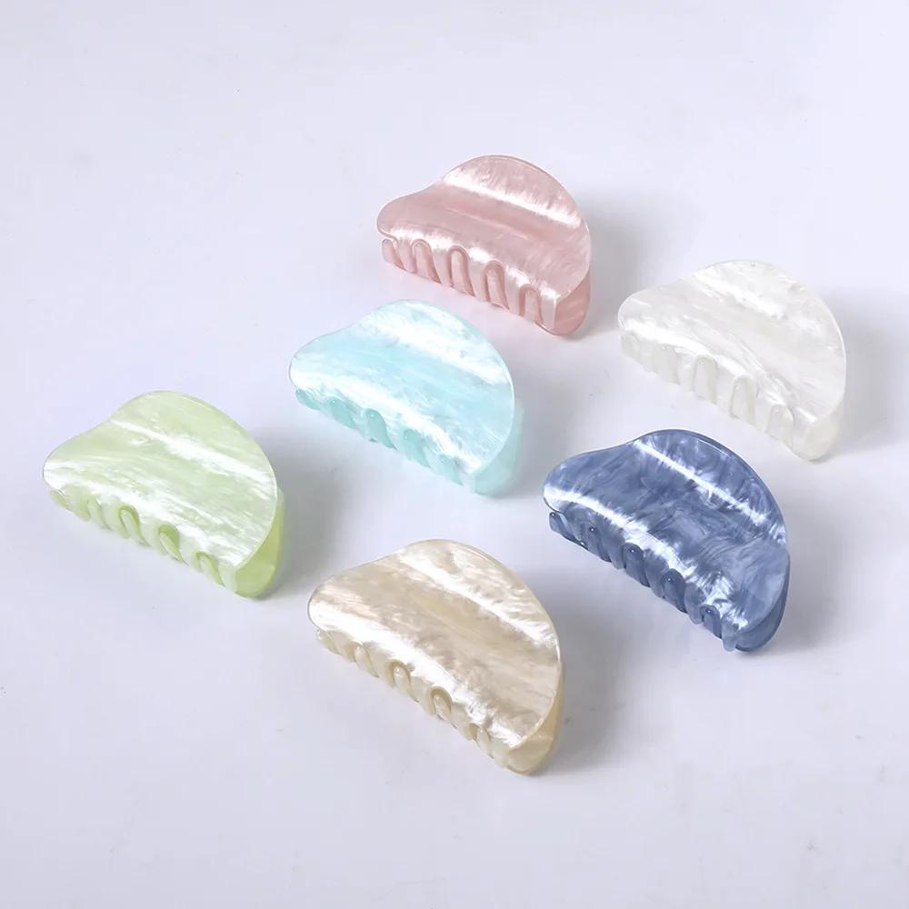 Pince à Cheveux en Acrylique à Rayures Marbrées pour Femme, Crabe, Griffes, Outil de Lavage, Accesso