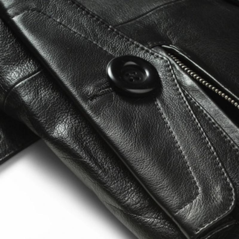 Mauroicardi-Manteau en Cuir PU Noir pour Femme, Manches sulf, Double Boutonnage, Élégant, Luxe, Styl