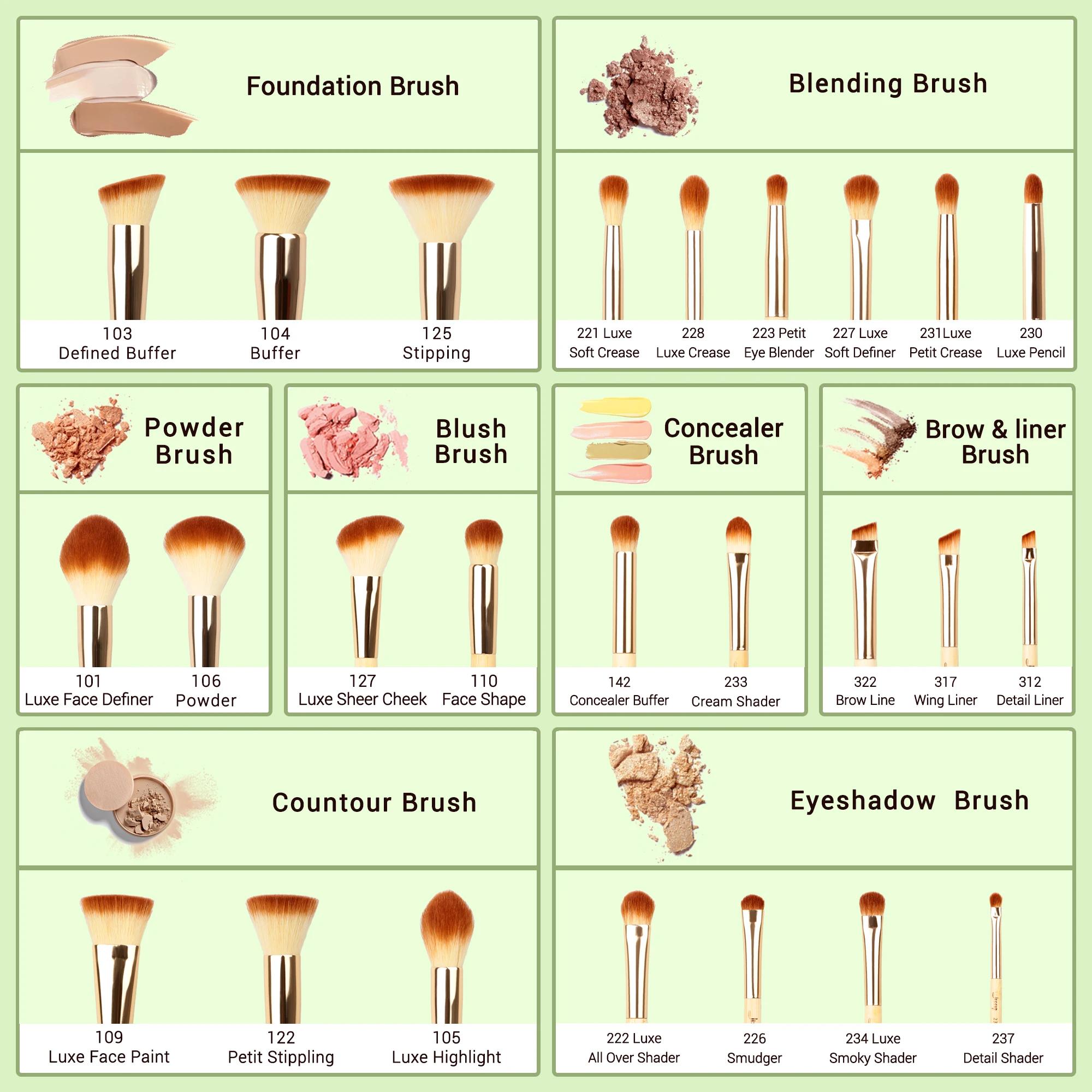 Jessup – ensemble de pinceaux de maquillage professionnels, poudre de fond de teint, fard à paupière
