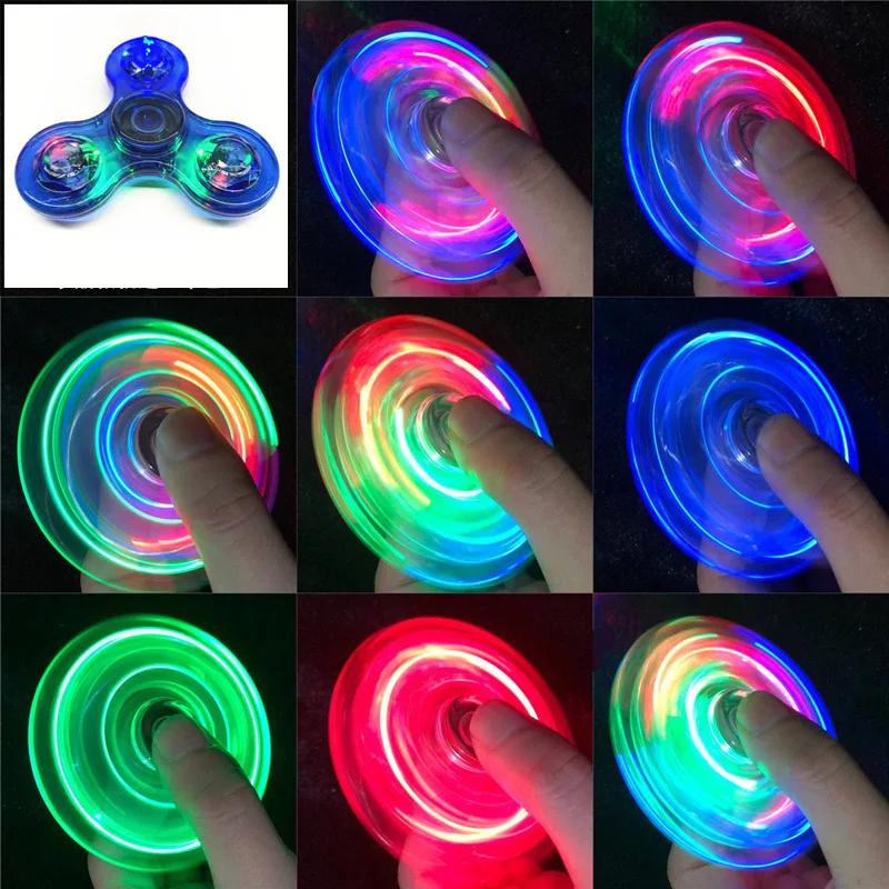 Spinner à main Crystal Shoous avec lumière LED pour enfants, Spinner Fidget, Glow in Dark, EDC Straw