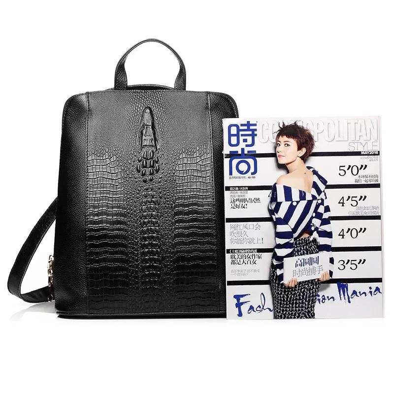 Sac à dos Zency en cuir de crocodile pour femme, 100 % véritable, sac de voyage, de travail ou d'éco