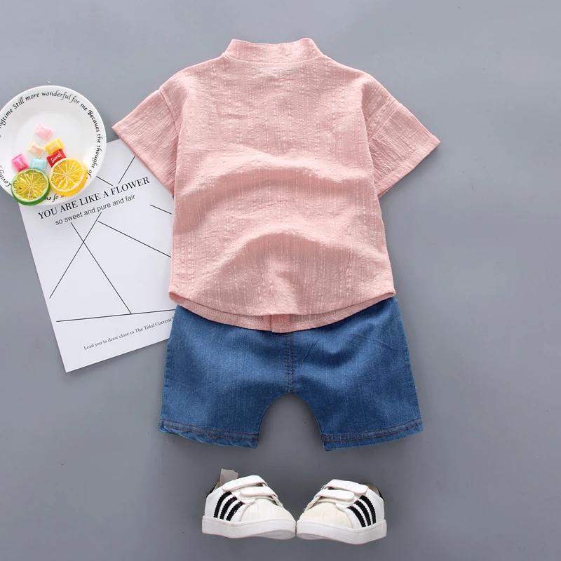 Nouvel été offre spéciale enfant en bas âge enfants bébé garçons chemise dessin animé hauts Denim Sh