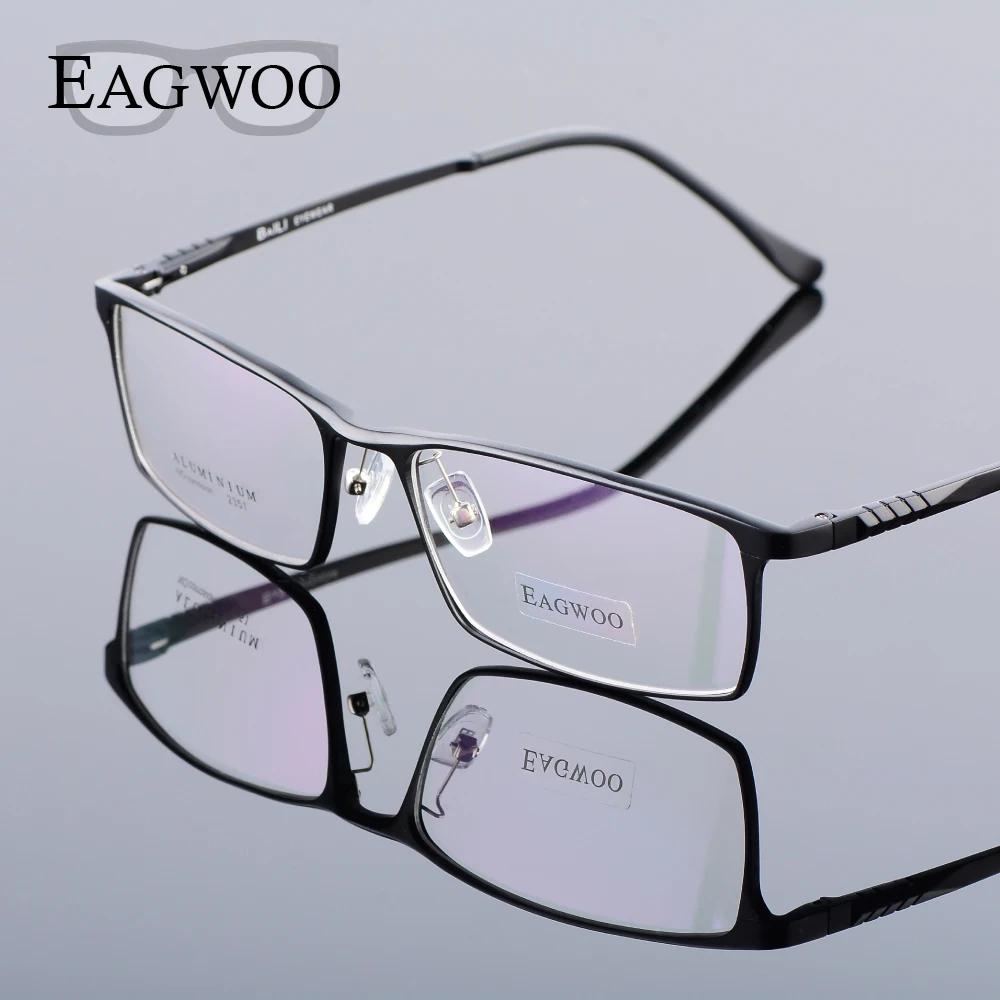 Eagwoo aluminium hommes large visage lunettes de Prescription jante complète cadre optique affaires 