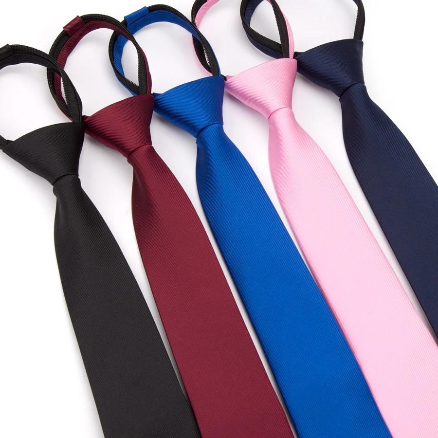 Hommes cravate fermeture éclair paresseux cravate mode solide 6cm cravates affaires pour homme Grava
