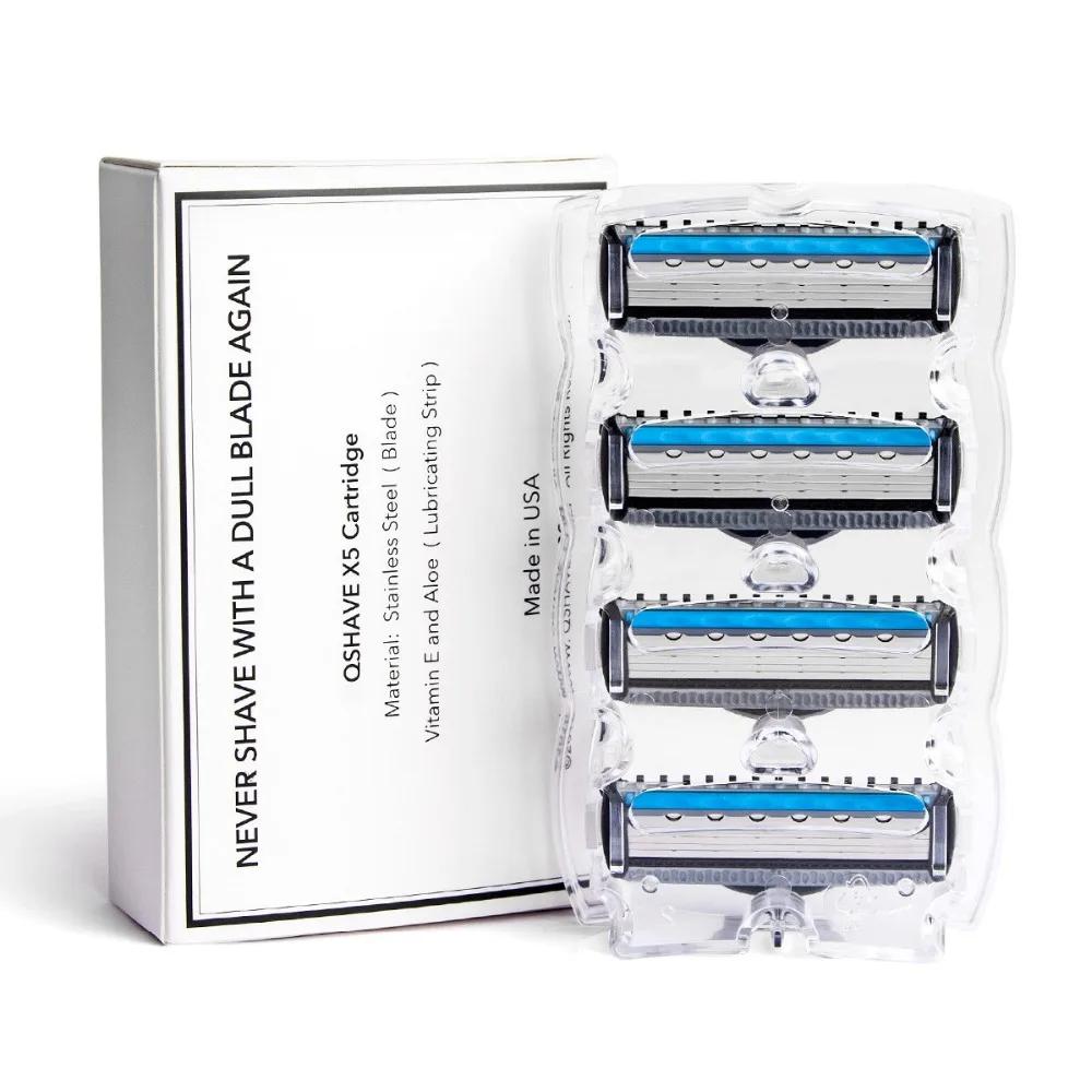 Qraser-rasoir pour hommes, rasoir manuel série bleue, recharge X5, lame Plus 1 lame de coupe, 12 car
