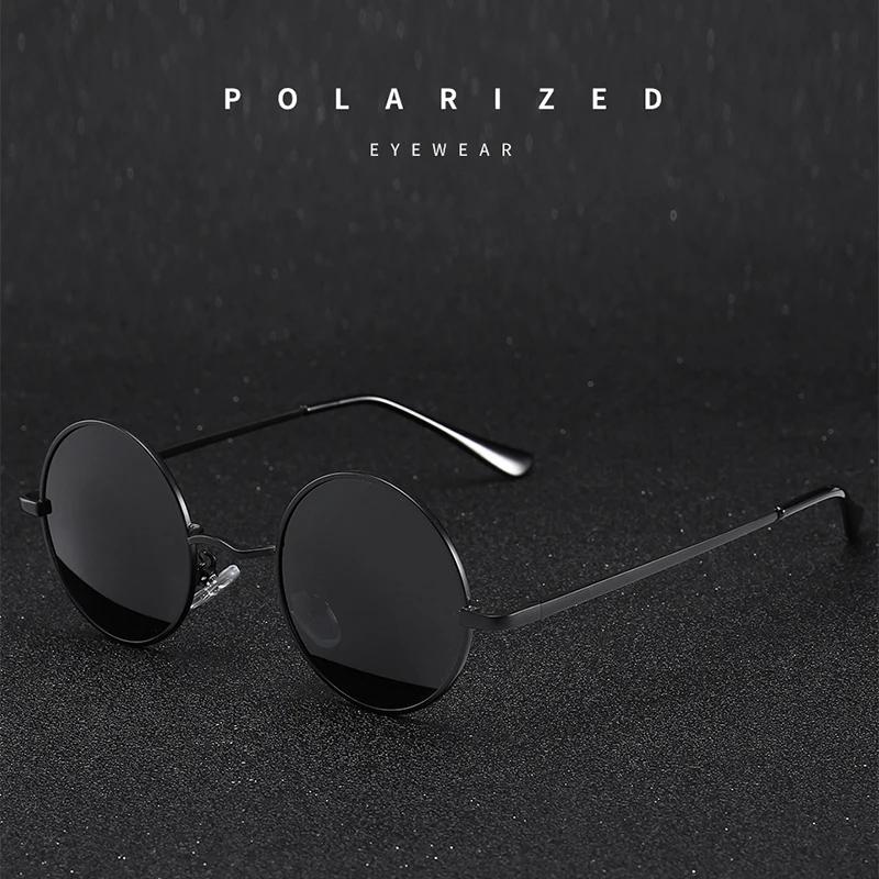 Lunettes de soleil polarisées rondes rétro Vintage pour hommes et femmes, monture métallique en alli