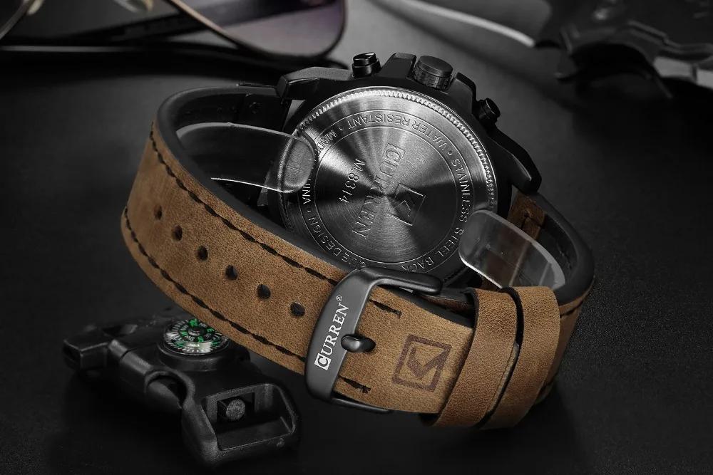 CURREN hommes montres haut de gamme marque étanche Sport montre-bracelet chronographe Quartz militai