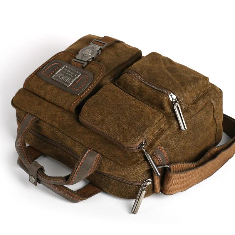 Ruil – mallette multifonction rétro classique pour hommes, porte-documents en toile, Vintage, résist