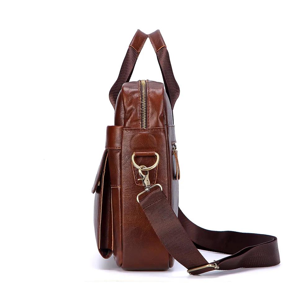 Sacs à main en cuir véritable pour hommes, sacs décontractés pour ordinateur portable, sacoches de v