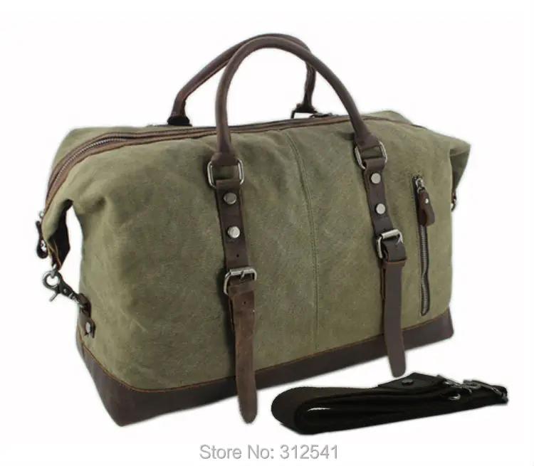 Sacs de voyage militaires en toile et cuir vintage pour hommes, bagages à main, sacs polochons, gran