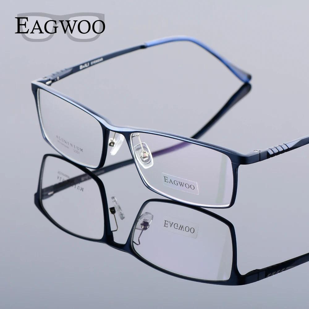 Eagwoo aluminium hommes large visage lunettes de Prescription jante complète cadre optique affaires 