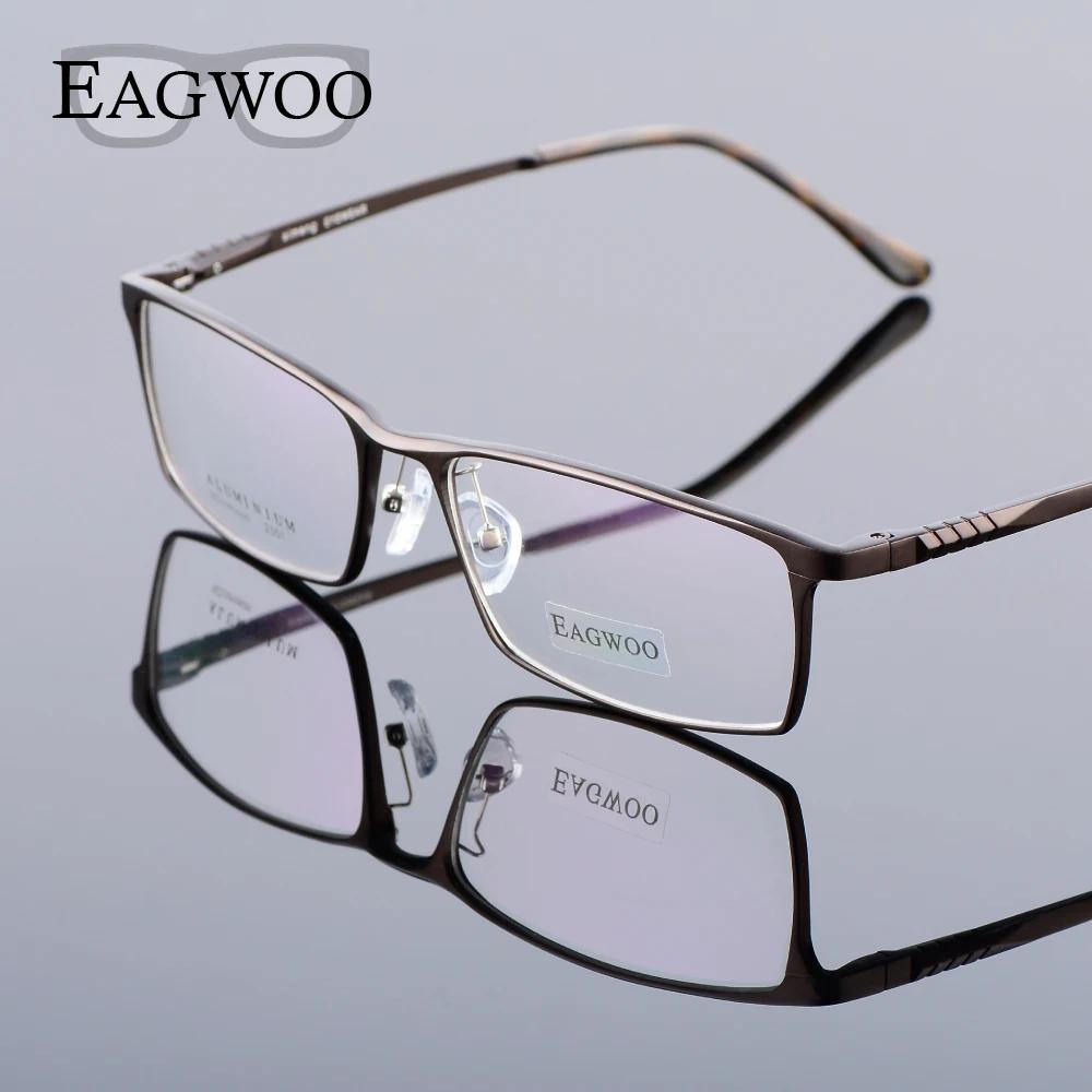 Eagwoo aluminium hommes large visage lunettes de Prescription jante complète cadre optique affaires 