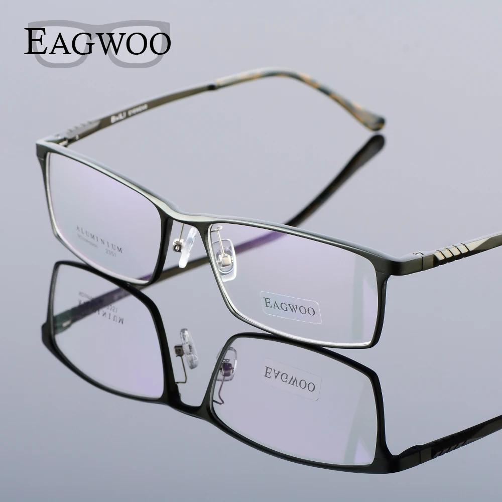 Eagwoo aluminium hommes large visage lunettes de Prescription jante complète cadre optique affaires 