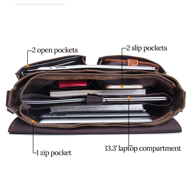 CONTACT'S-Sac à main d'affaires en cuir véritable pour hommes, étui à bombes, grand sac pour ordinat