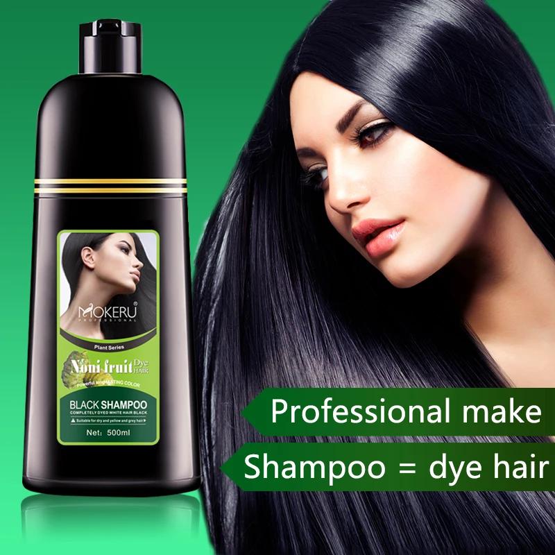 Mokeru-Shampooing à base de plantes et fruits Noni, embaurapide magique pour cheveux noirs en contin