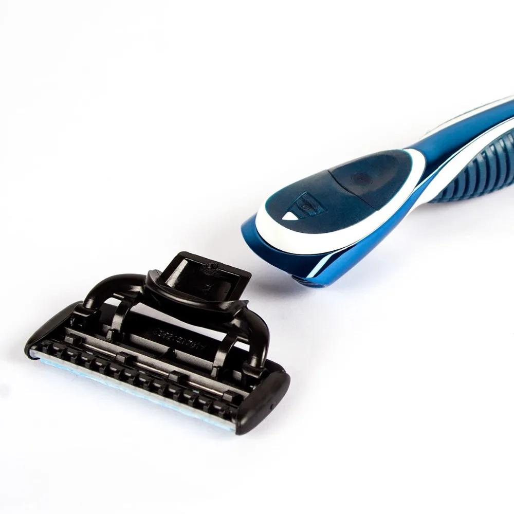 Qraser-rasoir pour hommes, rasoir manuel série bleue, recharge X5, lame Plus 1 lame de coupe, 12 car