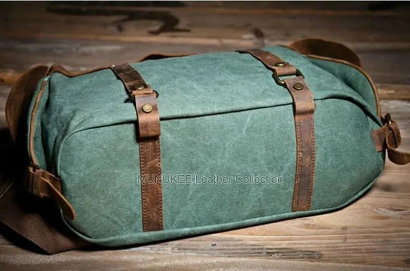 Sac à bandoulière rétro unisexe en toile et cuir véritable pour hommes et femmes, sac à bandoulière 