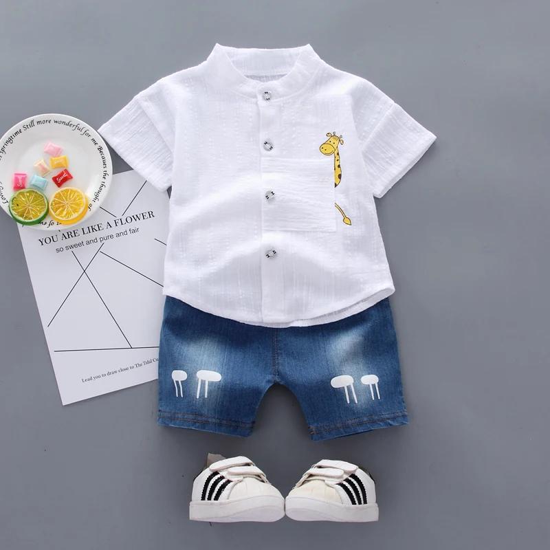 Nouvel été offre spéciale enfant en bas âge enfants bébé garçons chemise dessin animé hauts Denim Sh