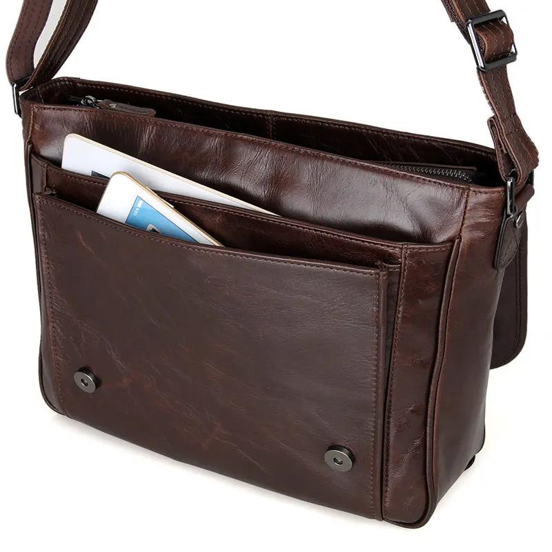 Sac à Bandoulière en Cuir group Ciré à l'Huile pour Homme, Sacoche de Loisirs Décontractée, à la Mod
