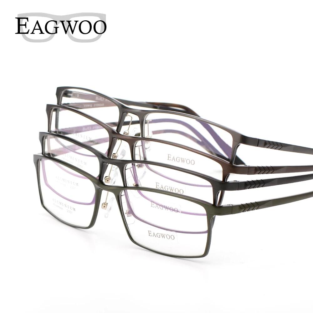 Eagwoo aluminium hommes large visage lunettes de Prescription jante complète cadre optique affaires 