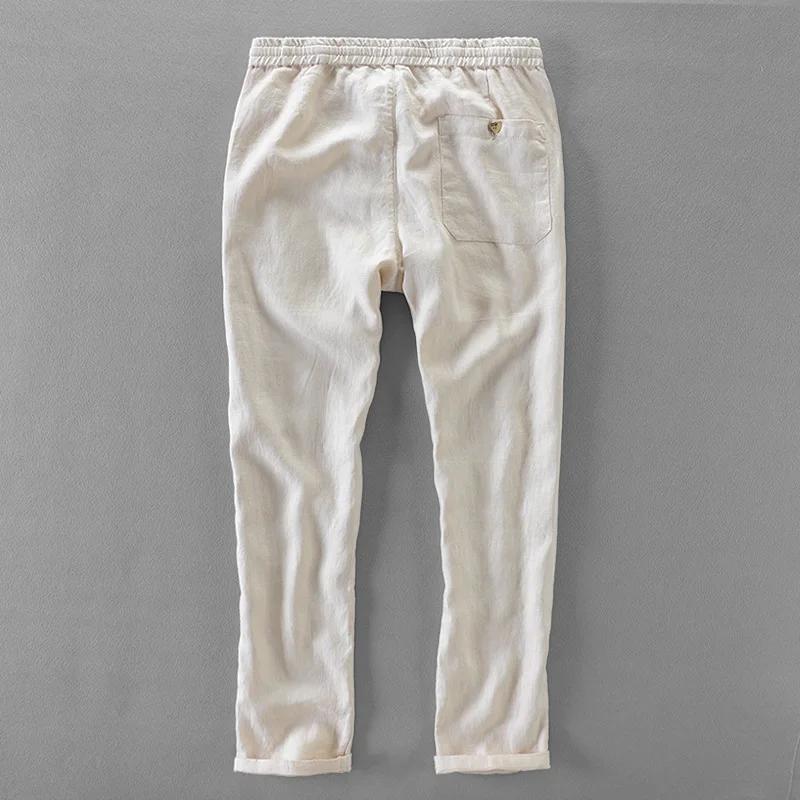 Pantalon large élastique en lin pour homme, style italien, décontracté, grande taille 40, nouvelle c