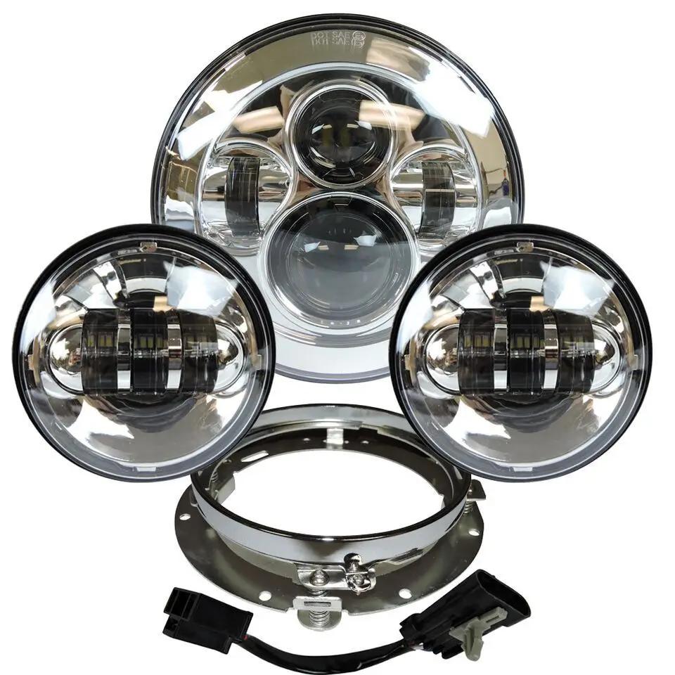 Pour Harley 7 "projecteur Led Moto phare + 4 1/2 antibrouillard feux de croisement pour Touring Elec