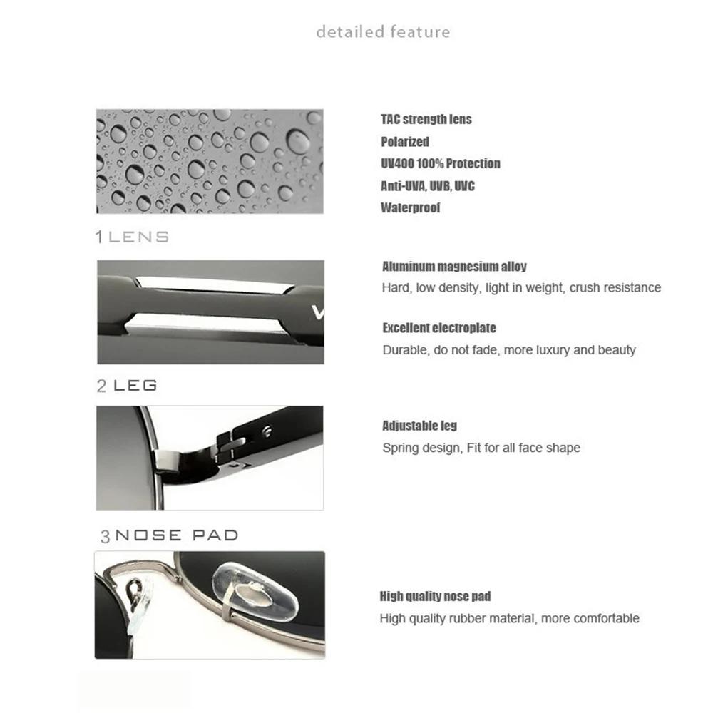 VEITHDIA pilote lunettes de soleil en aluminium hommes lunettes pour femme polarisées UV400 lentille