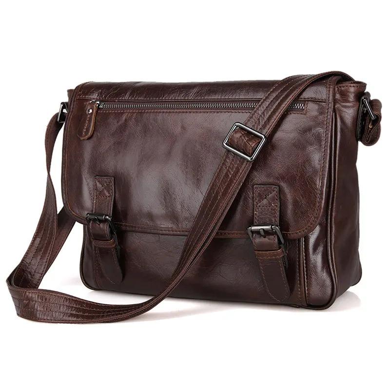 Sac à Bandoulière en Cuir group Ciré à l'Huile pour Homme, Sacoche de Loisirs Décontractée, à la Mod