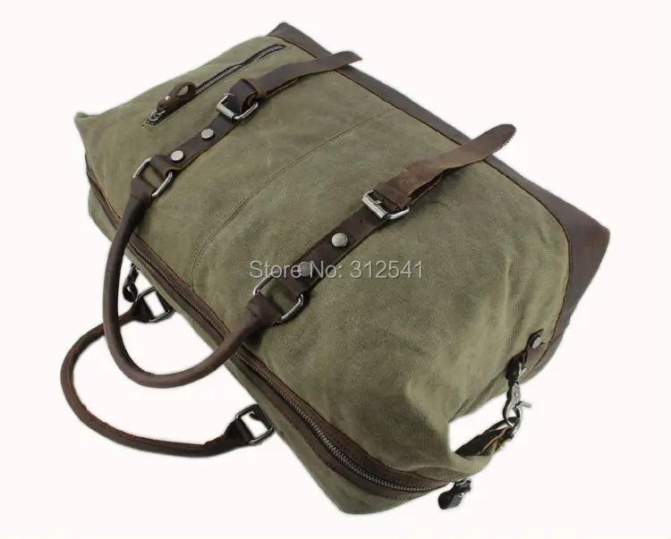 Sacs de voyage militaires en toile et cuir vintage pour hommes, bagages à main, sacs polochons, gran