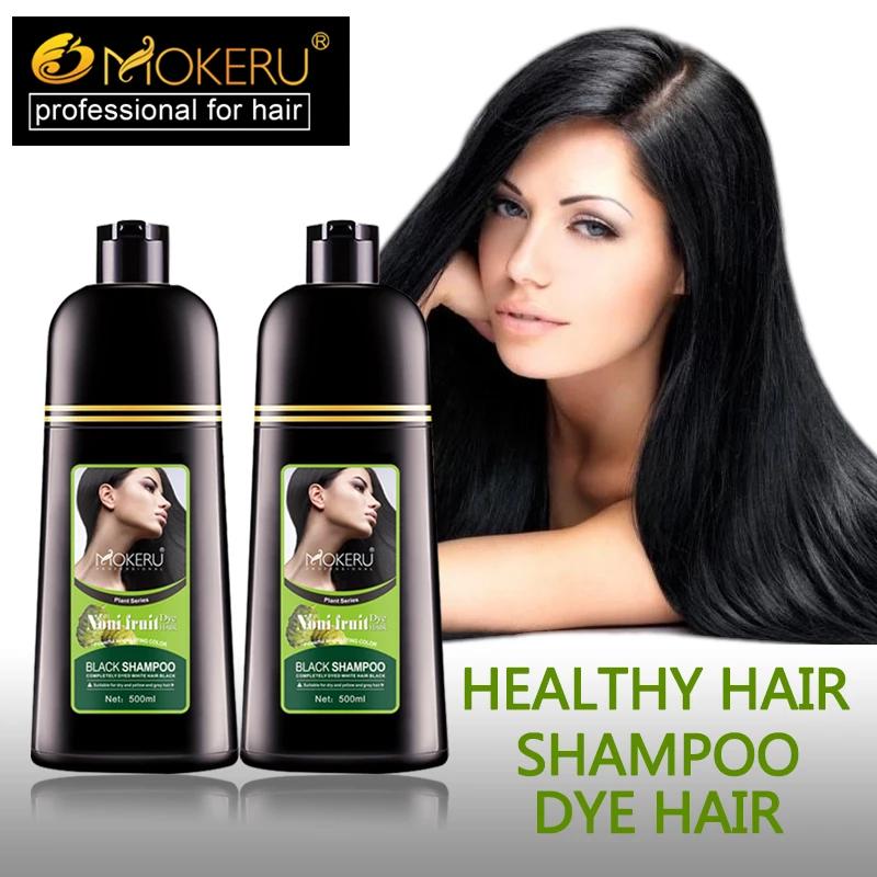 Mokeru-Shampooing à base de plantes et fruits Noni, embaurapide magique pour cheveux noirs en contin
