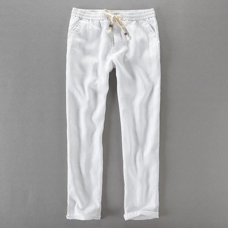 Pantalon large élastique en lin pour homme, style italien, décontracté, grande taille 40, nouvelle c