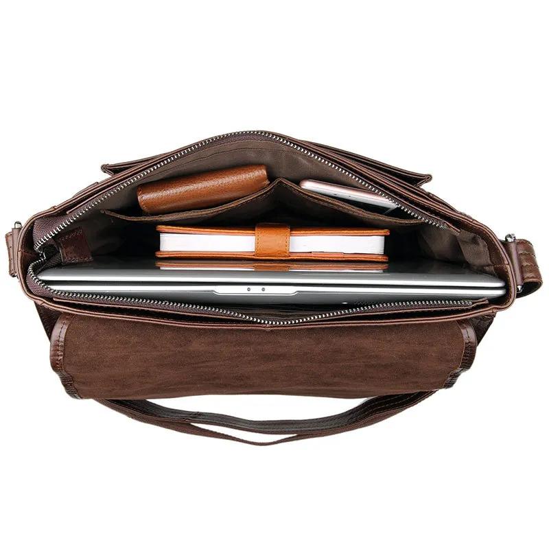 Sac à Bandoulière en Cuir group Ciré à l'Huile pour Homme, Sacoche de Loisirs Décontractée, à la Mod