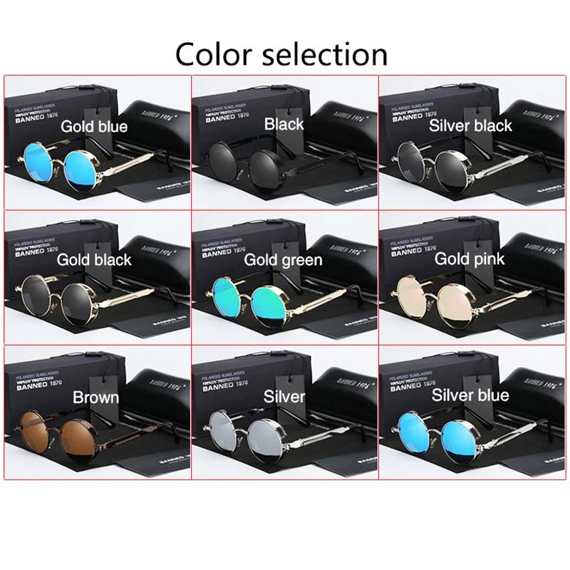 2022 HD Lunettes De soleil rondes polarisées en métal UV400 Lunettes De soleil pour hommes Feminin F