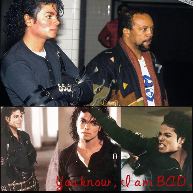 Costumes de joueur imitateur de moto, T-shirt noir BAD classique, ceinture, Michael Joseph Jackson