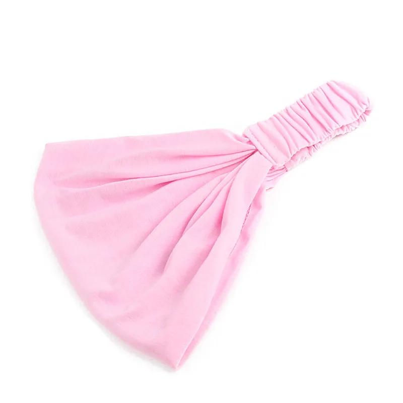 Nouveau été femmes solide coton bandeau élastique large doux filles sport Yoga noué bandeau course b