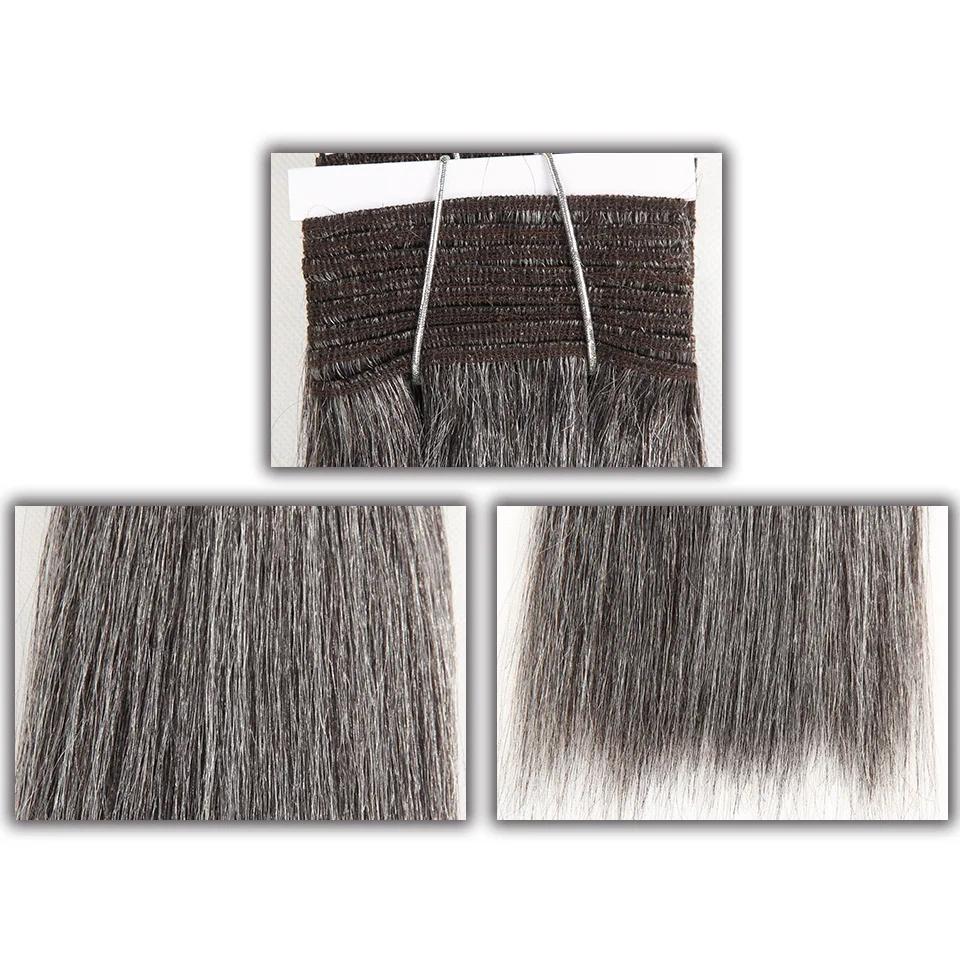 Cheveux élégants brésiliens Double tirage Remy cheveux humains armure courte Yaki droite # 44 # 34 #
