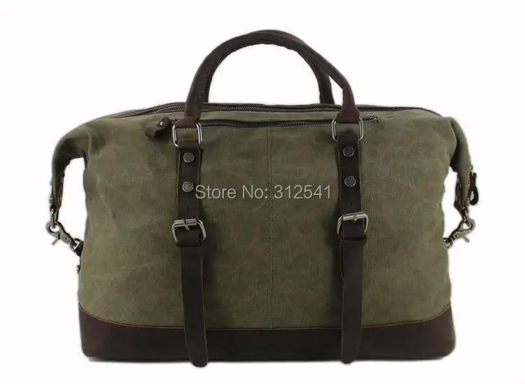 Sacs de voyage militaires en toile et cuir vintage pour hommes, bagages à main, sacs polochons, gran