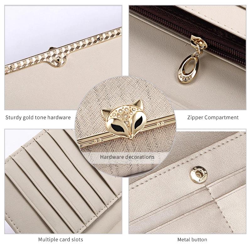 FOXER marque femmes portefeuille Long en cuir fendu dame pochettes de luxe porte-monnaie femme mode 