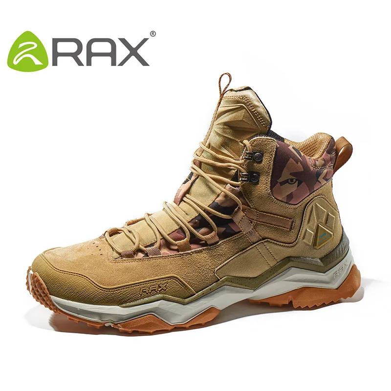RAX hommes chaussures de randonnée mi-haut imperméable en plein air Sneaker hommes en cuir Trekking 